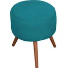 Puff Decorativo Redondo Milão Pés Palito Suede Turquesa