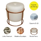 Puff Decorativo Redondo Para Sala Argola Ian Bege Base Pés:br