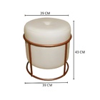 Puff Decorativo Redondo Para Sala Argola Ian Bege Base Pés:br