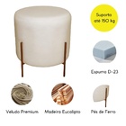 Puff Decorativo Redondo Para Sala Pés De Ferro Elon Bege Base
