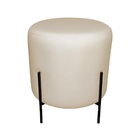 Puff Decorativo Redondo Para Sala Pés De Ferro Isa Bege Base