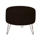 Puff Decorativo Redondo Pés Metal Couro Marrom Brilho - Gran