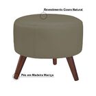 Puff Decorativo Redondo Pés Palito Couro Cinza G58 - Gran Belo