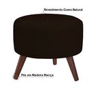 Puff Decorativo Redondo Pés Palito Couro Marrom Brilho - Gran