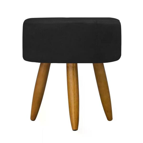 Puff Decorativo Redondo - Preto Preto