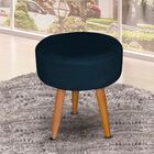 Puff Decorativo Redondo Recepção Chloe Suede Azul Marinho