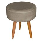 Puff Decorativo Redondo Recepção Chloe Suede Bege Escuro