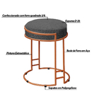 Puff Decorativo Redondo Sakura Base Metal Bronze Linho Grafit