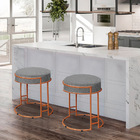 Puff Decorativo Redondo Sakura Base Metal Bronze Linho Grafit