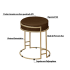 Puff Decorativo Redondo Sakura Base Metal Dourado Suede Marro
