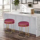 Puff Decorativo Redondo Sakura Base Metal Dourado Suede Rosa