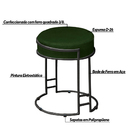 Puff Decorativo Redondo Sakura Base Metal Preto Suede Verde G