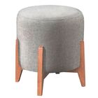 Puff Decorativo Redondo Sala De Estar Eloá Suede Cinza Claro