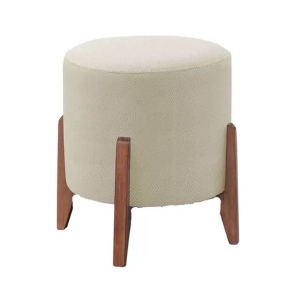 Puff Decorativo Redondo Sala De Estar Miguel Linho Bege
