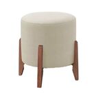 Puff Decorativo Redondo Sala De Estar Raika Luxo Linho Bege