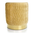 Puff Decorativo Redondo Tati Veludo Bege Com Base Dourada 38