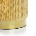 Puff Decorativo Redondo Tati Veludo Bege Com Base Dourada 38