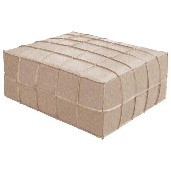 Puff Decorativo Retangular Trançado T02 Couro Matte Nude