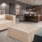 Puff Decorativo Retangular Trançado T02 Couro Matte Nude