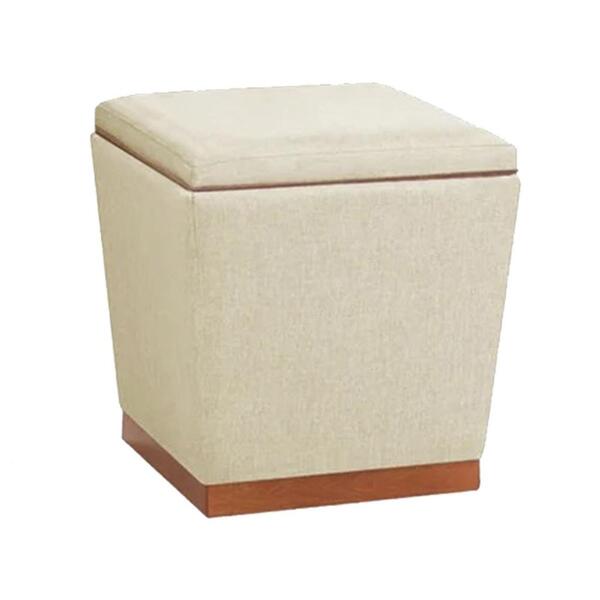 Puff Decorativo Retrô Linho Bege