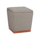 Puff Decorativo Retrô Veludo Cinza