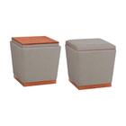 Puff Decorativo Retrô Veludo Cinza