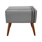 Puff Decorativo Royal Linho Com Fita Marrom Claro