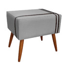 Puff Decorativo Royal Linho Com Fita Marrom Claro