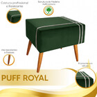 Puff Decorativo Royal Veludo Com Fita Bege Marfim Star Confort