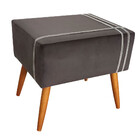 Puff Decorativo Royal Veludo Com Fita Bege Marfim Star Confort