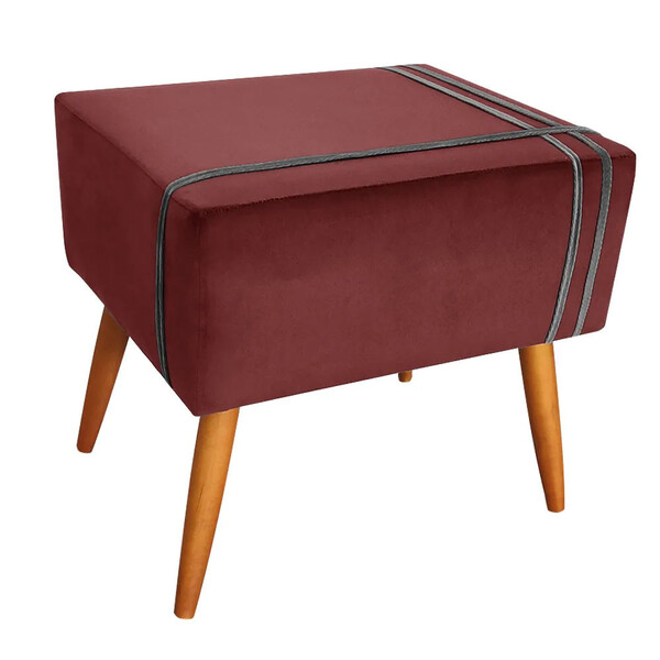 Puff Decorativo Royal Veludo Com Fita Chumbo Star Confort