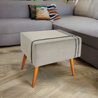 Puff Decorativo Royal Veludo Com Fita Chumbo Star Confort