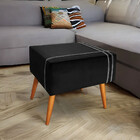 Puff Decorativo Royal Veludo Com Fita Chumbo Star Confort