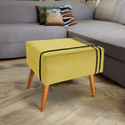 Puff Decorativo Royal Veludo Com Fita Preta Star Confort