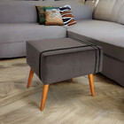 Puff Decorativo Royal Veludo Com Fita Preta Star Confort