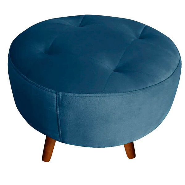 Puff Decorativo Sabrina Veludo Azul Star Confort