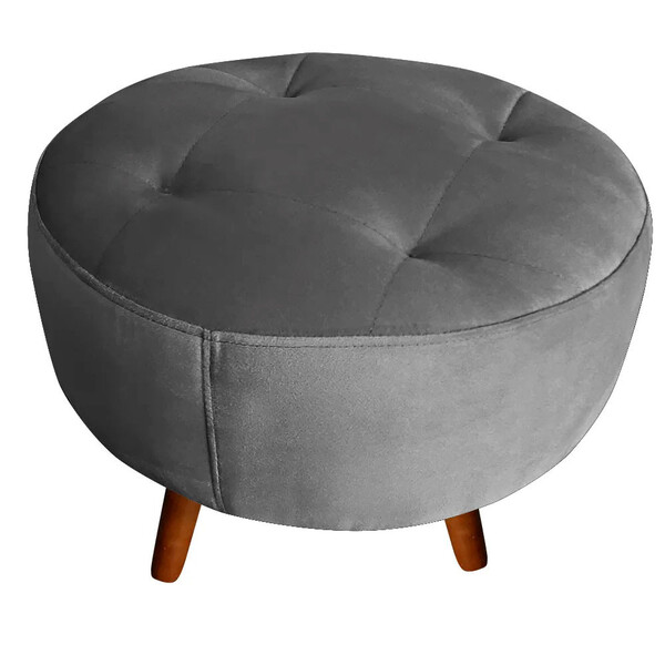 Puff Decorativo Sabrina Veludo Cinza Chumbo- Speciale Home