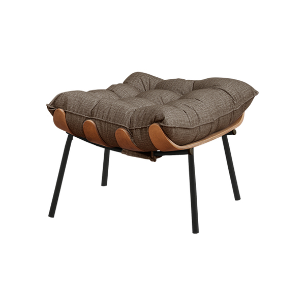 Puff Decorativo Sala De Estar Abel Base De Madeira Preto Linh