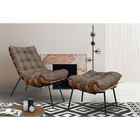 Puff Decorativo Sala De Estar Abel Base De Madeira Preto Linh