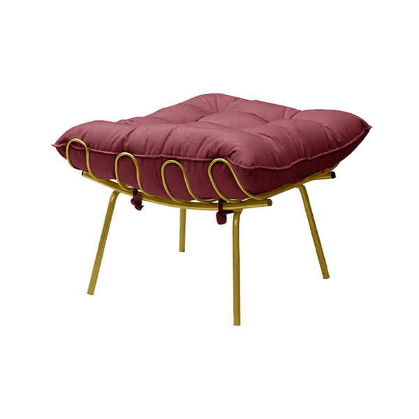 Puff Decorativo Sala De Estar Abel Pés Dourado Suede Bordô G4