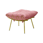 Puff Decorativo Sala De Estar Abel Pés Dourado Suede Rosa G41