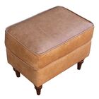 Puff Decorativo Sala De Estar Banjul Pés Madeira Couro Camel