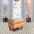 Puff Decorativo Sala De Estar Banjul Pés Madeira Couro Camel