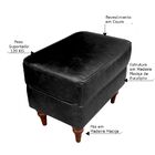 Puff Decorativo Sala De Estar Banjul Pés Madeira Couro Preto