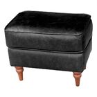 Puff Decorativo Sala De Estar Banjul Pés Madeira Couro Preto