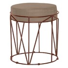 Puff Decorativo Sala De Estar Base Bronze Chloe Suede Cappucc