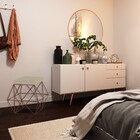 Puff Decorativo Sala De Estar Base Bronze Trixie Veludo Bege