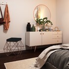 Puff Decorativo Sala De Estar Base Bronze Trixie Veludo Preto