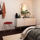 Puff Decorativo Sala De Estar Base Bronze Trixie Veludo Verme