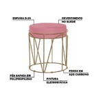Puff Decorativo Sala De Estar Base Gold Chloe Suede Rosa G41